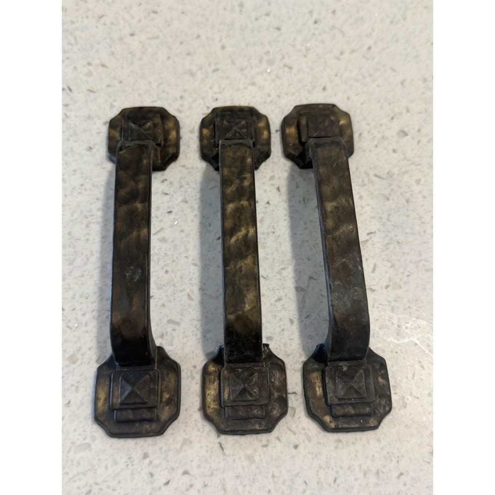VTG Japan Art Deco Cabinet Pulls Lot 3 Metal Bail Drawer Handles Pat Pend